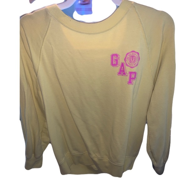GAP Tops - GAP Yellow Sweatshirt with Pink‎ Logo Smoke free/ pet free home